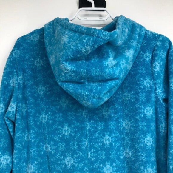 La Vie En Rose blue fleece onesie pajamas with zip-up closure & 1 slipper/sock M - Picture 8 of 14